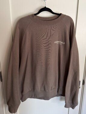Fear of God Essentials Crewneck Sweatshirt Tan Beige Size L FOG Logo